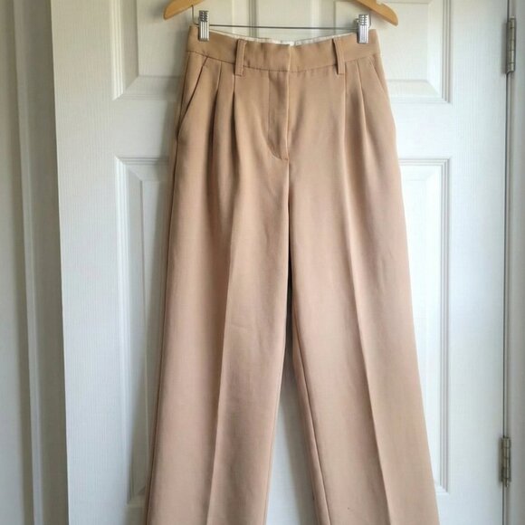 Wilfred Aritzia Effortless Pant Camel Tan High Rise Pleated Trousers Size 2 - Picture 2 of 2